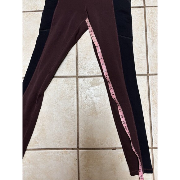 Athleta Polartec Power Stretch Peak Tight XS Burgundy Cassis/Black Fleece Lined - Picture 9 of 9